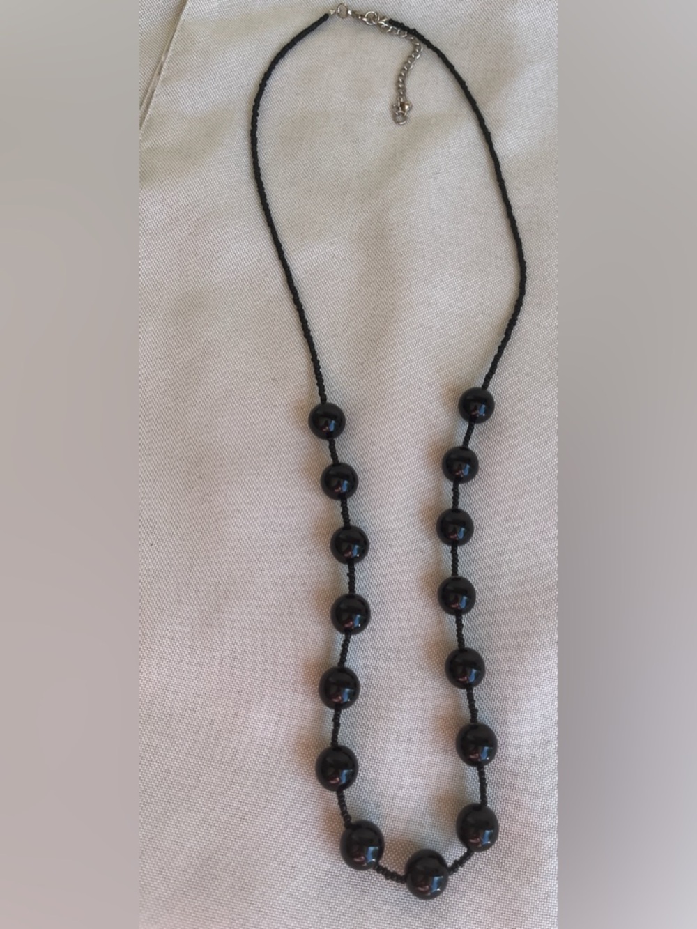 Black Beaded Ball Chain Necklace
Round Charm Pendant Silver Lobster
Adjustable